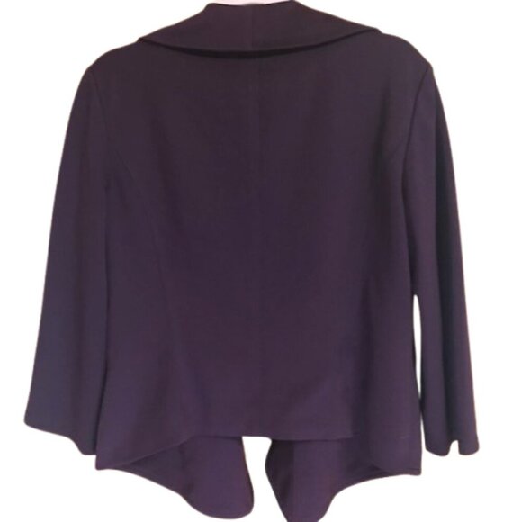 Calvin Klein Women's Open Front Deep Plum Purple Waterfall Blazer Size 12 - Picture 3 of 7